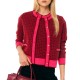 Forel Cardigan Jacket Texture Pattern Pink Borders-Bordeaux Forel Cardigan Jacket Texture Pattern Pink Borders-Bordeaux