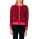 Forel Cardigan Jacket Texture Pattern Pink Borders-Bordeaux Forel Cardigan Jacket Texture Pattern Pink Borders-Bordeaux