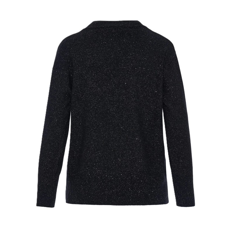 Forel Sweater Knitted Mock Neckline Metallic Shimmer Finish-Black Forel Sweater Knitted Mock Neckline Metallic Shimmer Finish-Black