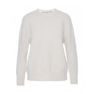 Forel Sweater Knitted Mock Neckline Metallic Shimmer Finish-Cream