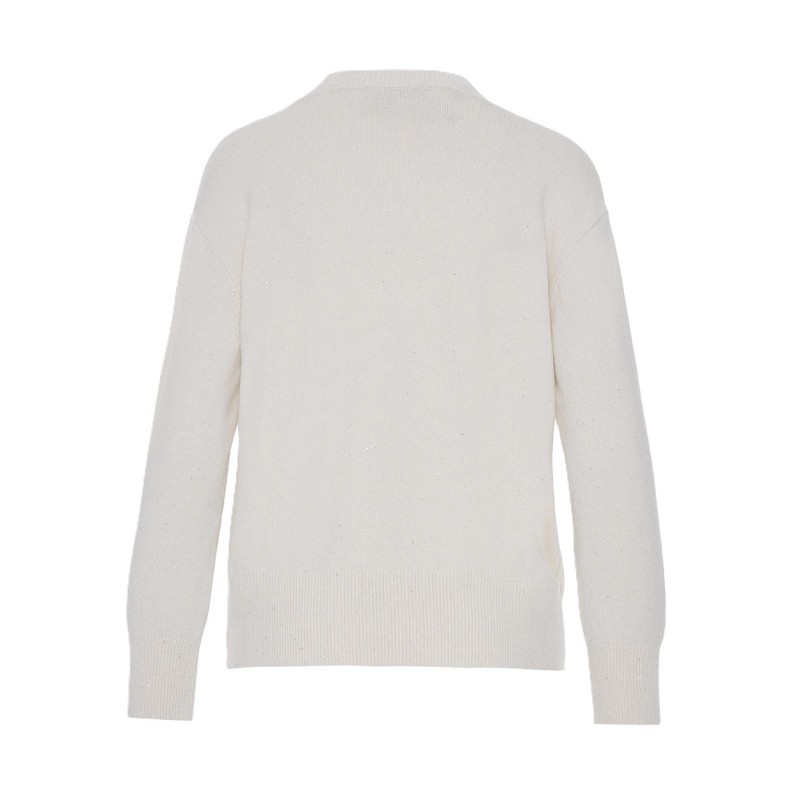 Forel Sweater Knitted Mock Neckline Metallic Shimmer Finish-Cream Forel Sweater Knitted Mock Neckline Metallic Shimmer Finish-Cream