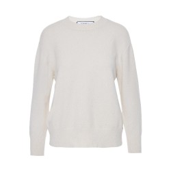 Forel Sweater Knitted Mock Neckline Metallic Shimmer Finish-Cream