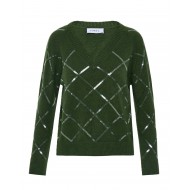 Forel Sweater Knitted V Neck With Sequins-Green