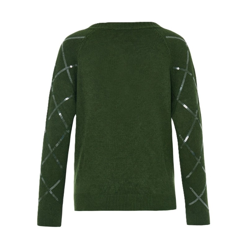 Forel Sweater Knitted V Neck With Sequins-Green Forel Sweater Knitted V Neck With Sequins-Green