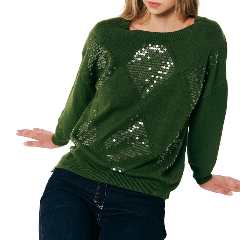 Forel Sweater Knitted With Sequins-Green Forel Sweater Knitted With Sequins-Green