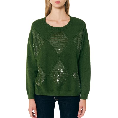Forel Sweater Knitted With Sequins-Green