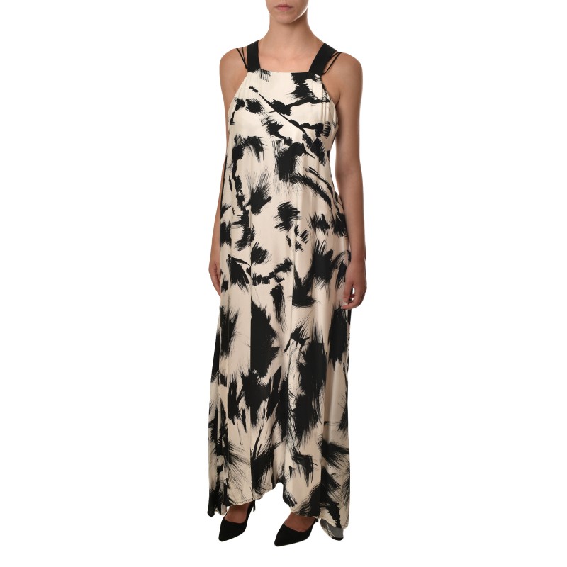 Lotus Eaters Dress Splashes Print-Black/White