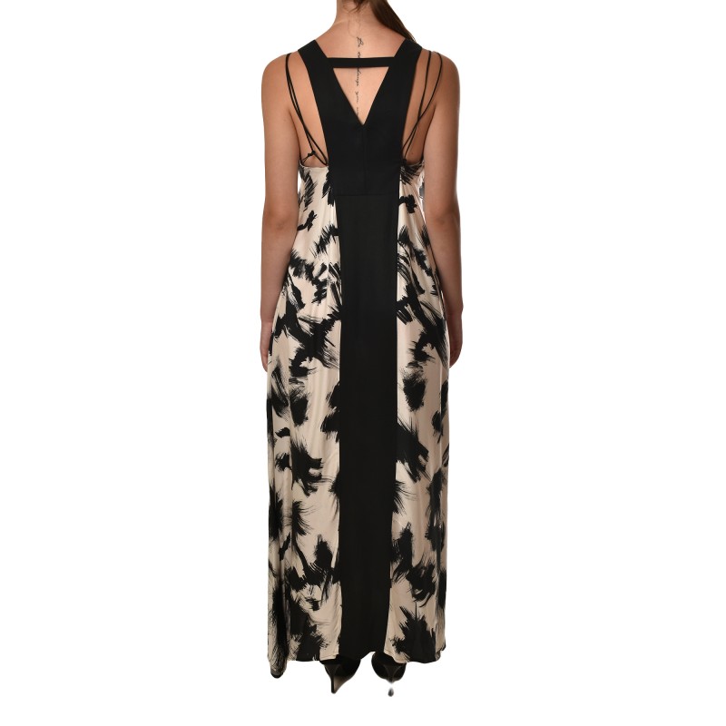 Lotus Eaters Dress Splashes Print-Black/White