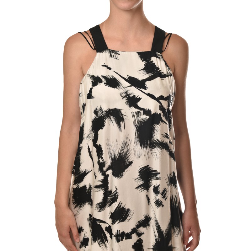 Lotus Eaters Dress Splashes Print-Black/White