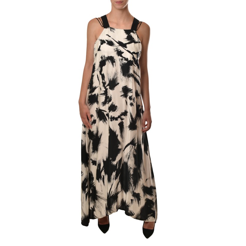 Lotus Eaters Dress Splashes Print-Black/White