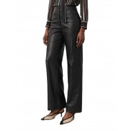 Bill Cost Trousers Leather Wide Leg High Waist-Black