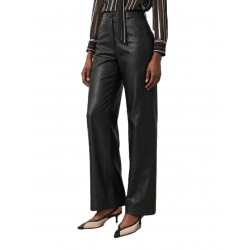 Bill Cost Trousers Leather Wide Leg High Waist-Black