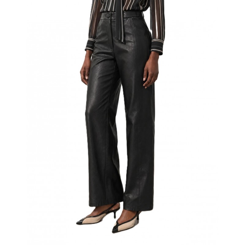 Bill Cost Trousers Leather Wide Leg High Waist-Black Bill Cost Trousers Leather Wide Leg High Waist-Black