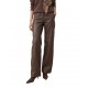 Bill Cost Trousers Leather Wide Leg High Waist-Brown