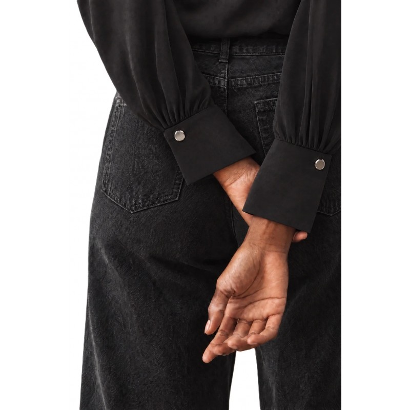 Bill Cost Blouse With Bow Tie-Black Bill Cost Blouse With Bow Tie-Black