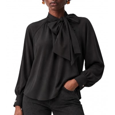 Bill Cost Blouse With Bow Tie-Black