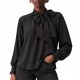 Bill Cost Blouse With Bow Tie-Black Bill Cost Blouse With Bow Tie-Black