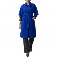 Bill Cost Coat With Belt Three Quarter Sleeve-Blue