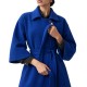 Bill Cost Coat With Belt Three Quarter Sleeve-Blue Bill Cost Coat With Belt Three Quarter Sleeve-Blue