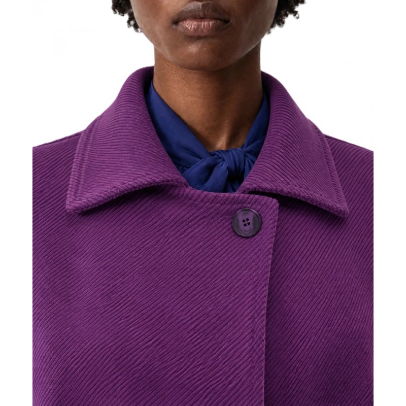 Bill Cost Coat With Belt Three Quarter Sleeve-Plum Bill Cost Coat With Belt Three Quarter Sleeve-Plum