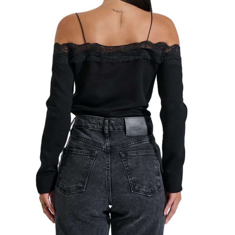 Bill Cost Top With Lace-Black Bill Cost Top With Lace-Black