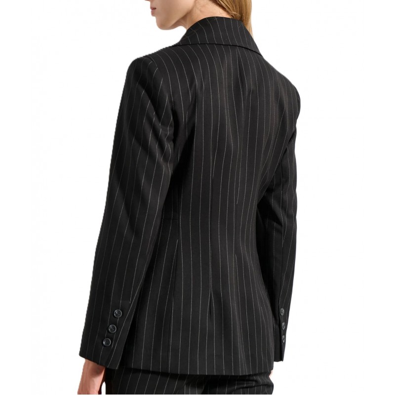 Bill Cost Jacket Striped Mid Length-Black Bill Cost Jacket Striped Mid Length-Black