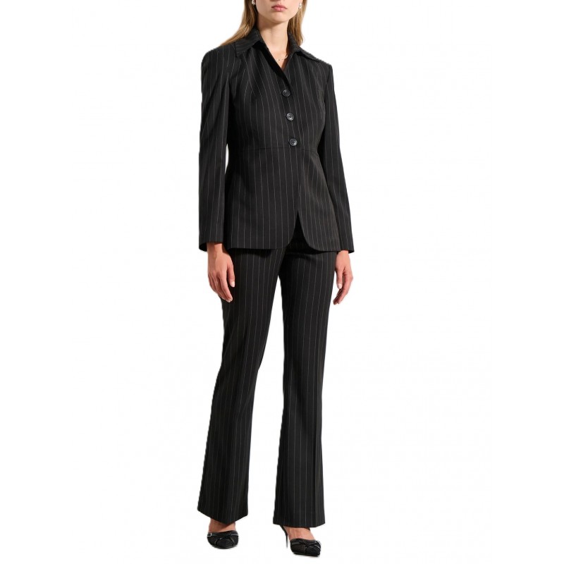 Bill Cost Jacket Striped Mid Length-Black Bill Cost Jacket Striped Mid Length-Black