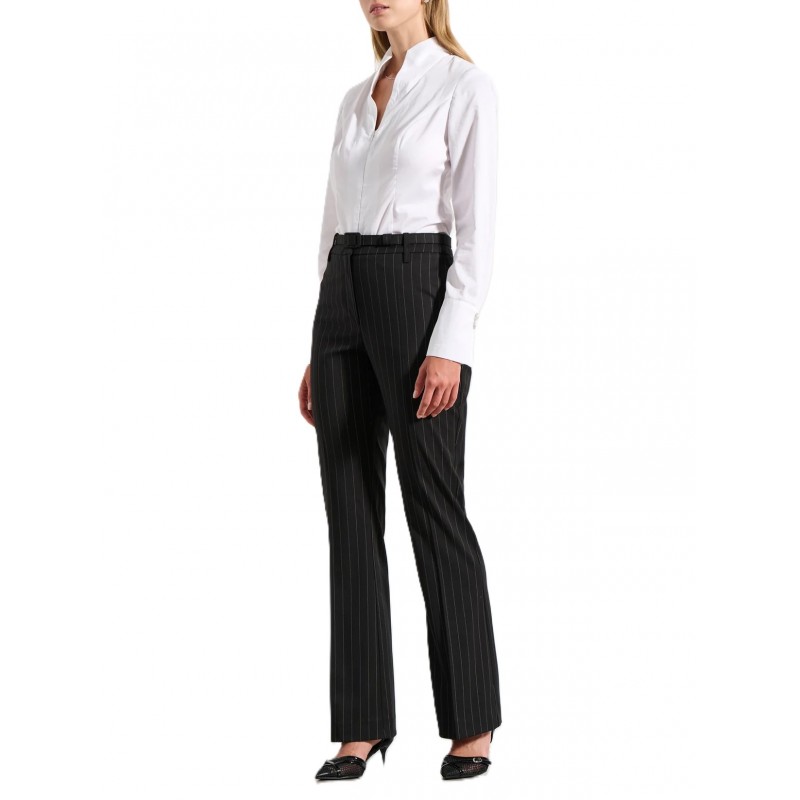 Bill Cost Trousers Striped With Belt-Black Bill Cost Trousers Striped With Belt-Black