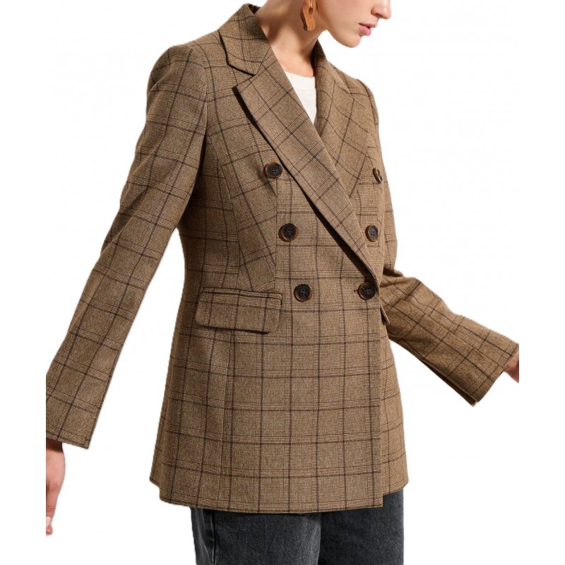 Bill Cost Blazer Double Dreasted Checked-Brown Bill Cost Blazer Double Dreasted Checked-Brown