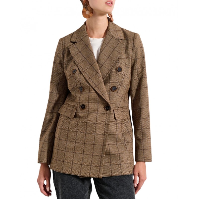 Bill Cost Blazer Double Dreasted Checked-Brown Bill Cost Blazer Double Dreasted Checked-Brown