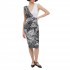 Bill Cost V-Neckline Patterned Dress-White/Black