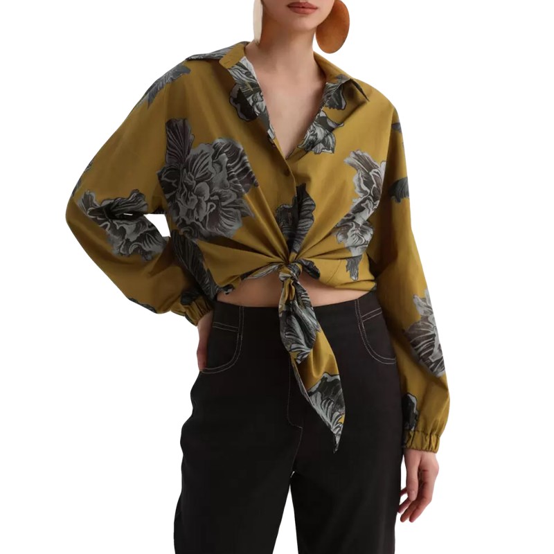 Bill Cost Shirt With Floral Pattern-Olive