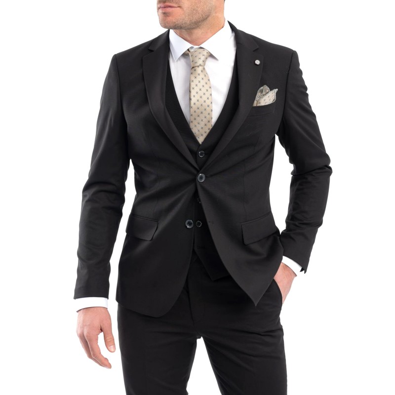 Vittorio Vested Formal Promo Suit-Pitch Black