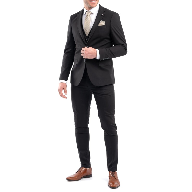 Vittorio Vested Formal Promo Suit-Pitch Black