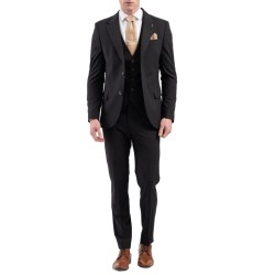 Vittorio Suit With Vest-Black