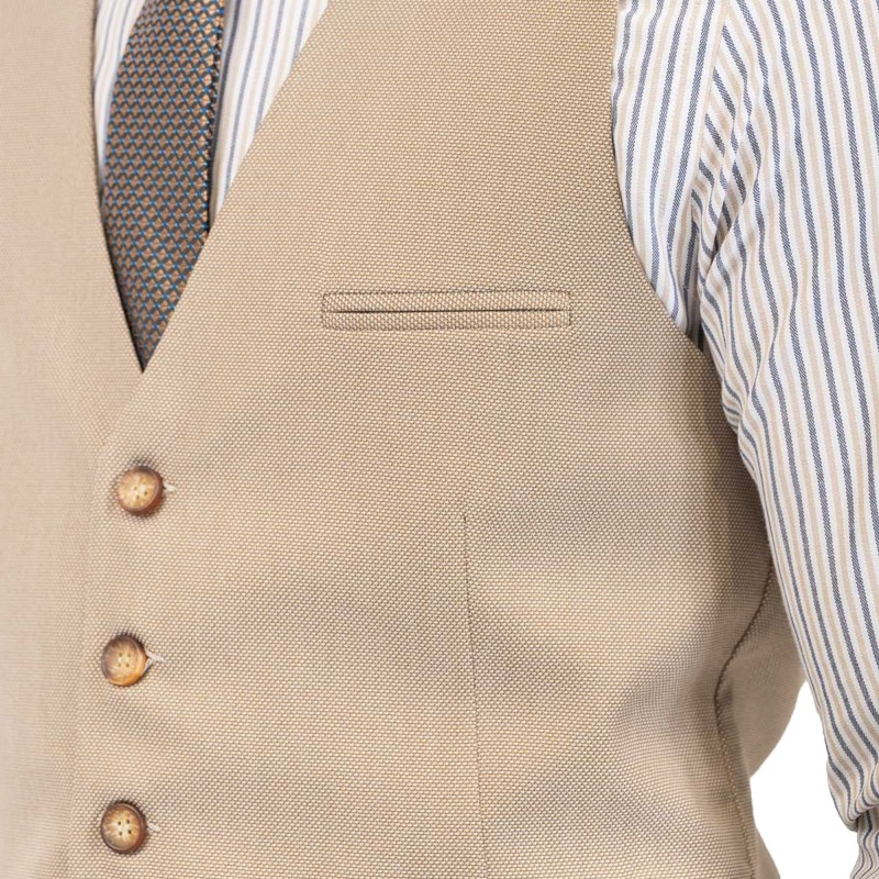 Vittorio Micropatterned Classic Fit Vest Modena-Beige