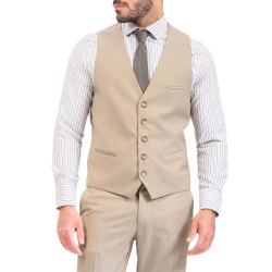 Vittorio Micropatterned Classic Fit Vest Modena-Beige