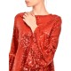 Teem Blouse Sequins Bell Sleeves-Red Teem Blouse Sequins Bell Sleeves-Red
