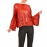 Teem Blouse Sequins Bell Sleeves-Red
