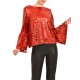 Teem Blouse Sequins Bell Sleeves-Red Teem Blouse Sequins Bell Sleeves-Red