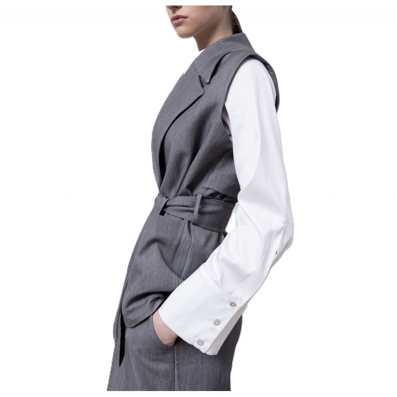 Lotus Eaters Blazer Sleeveless With Belrt-Grey Lotus Eaters Blazer Sleeveless With Belrt-Grey