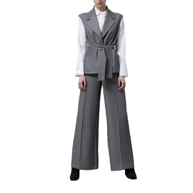 Lotus Eaters Blazer Sleeveless With Belrt-Grey Lotus Eaters Blazer Sleeveless With Belrt-Grey