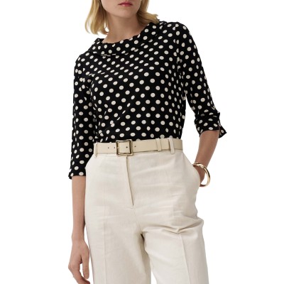 Alexander & Jacob Blouse Polka Dot With Jackie Collar-Black