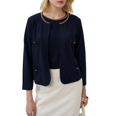 Alexander & Jacob Jacket With Chain And Patch-Blue