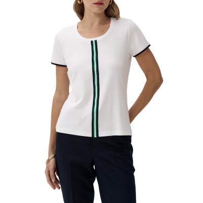 Alexander & Jacob Top With Striped Front-White