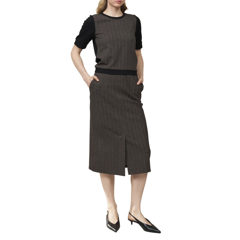 Alexander & Jacob Skirt Midi Herringbone Pattern-Black Alexander & Jacob Skirt Midi Herringbone Pattern-Black