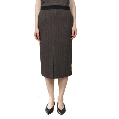 Alexander & Jacob Skirt Midi Herringbone Pattern-Black