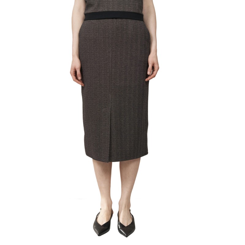 Alexander & Jacob Skirt Midi Herringbone Pattern-Black Alexander & Jacob Skirt Midi Herringbone Pattern-Black