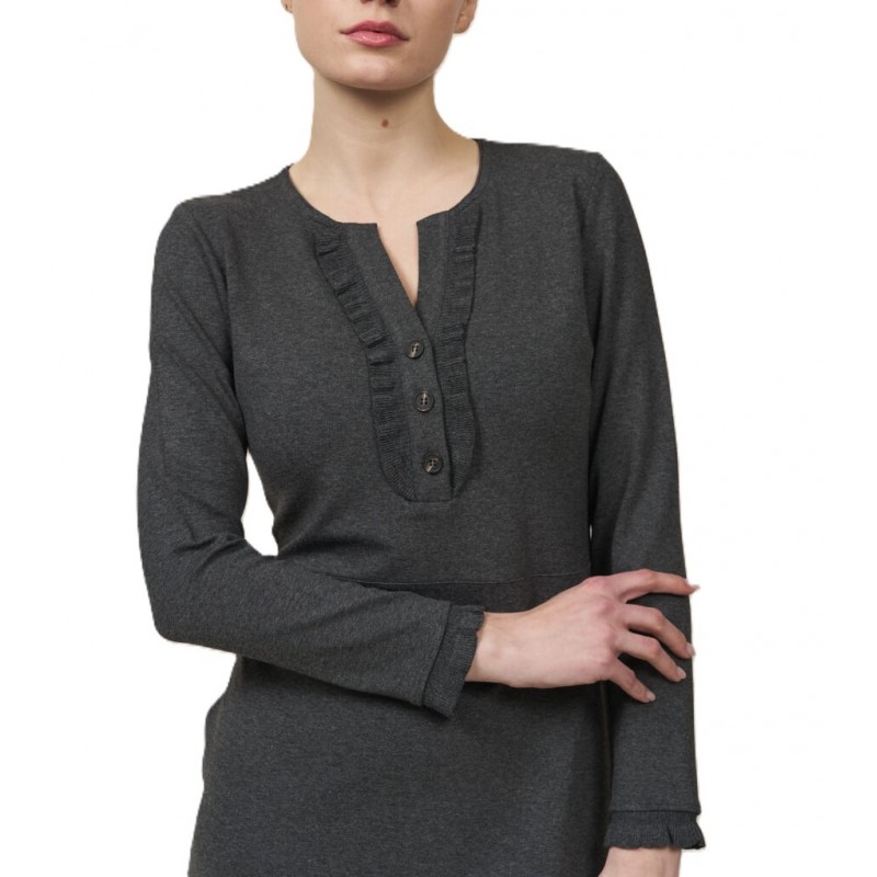 Alexander & Jacob Dress Ve Ruffle Rip-Grey Alexander & Jacob Dress Ve Ruffle Rip-Grey