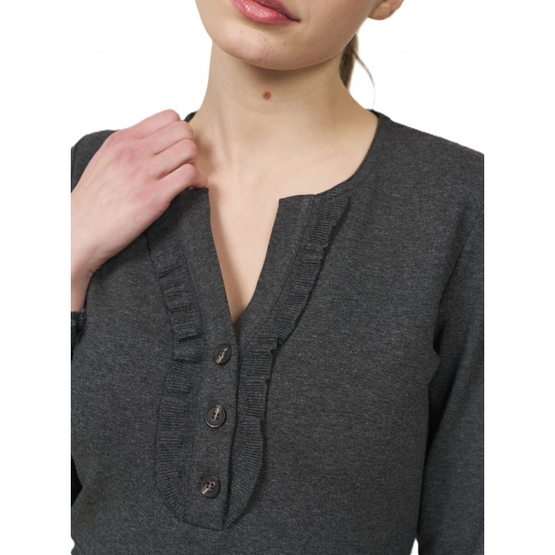 Alexander & Jacob Dress Ve Ruffle Rip-Grey Alexander & Jacob Dress Ve Ruffle Rip-Grey